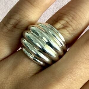 taxco mexico sterling silver vintage chunky scalloped dome ring size 5.5